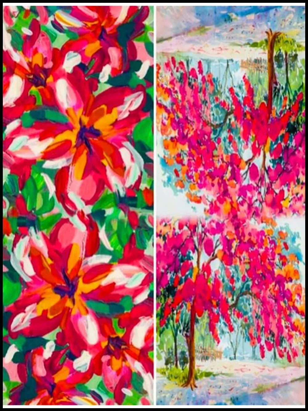 Floral Fashion Scarf Lightweight Silk Feeling Shawl Double Sides